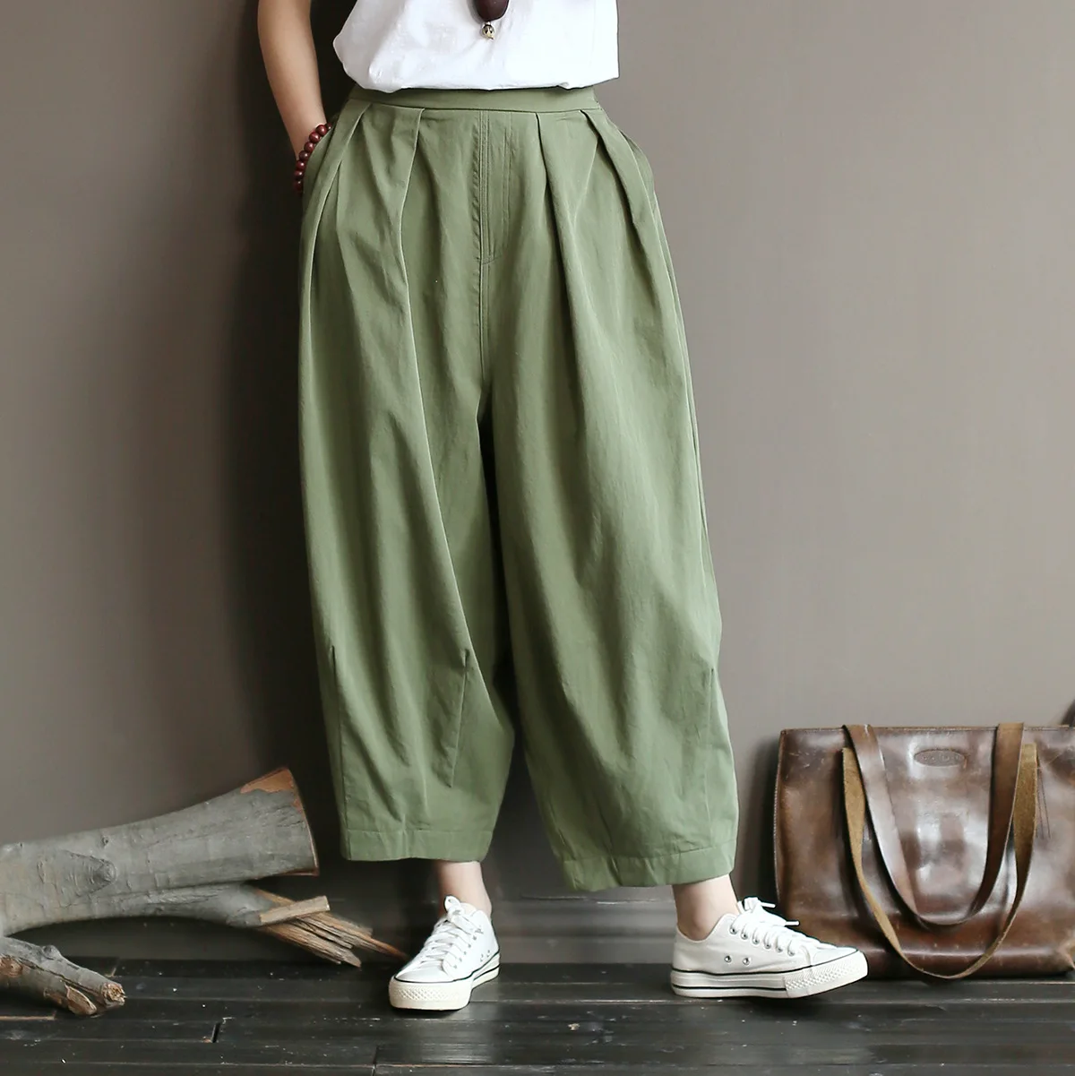 track pants Women Spring Straight Pants Cotton Elastic Waist Trouser 2022 Fall Solid Color Loose Vintage Women Full Length Pants FT86 denim capris for women