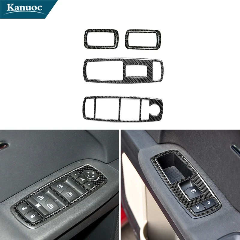 

For Dodge Journey 2009 2010 Carbon Fiber Window Lift Interior Decorative Stickers Cover Trim Car Styling Accessories