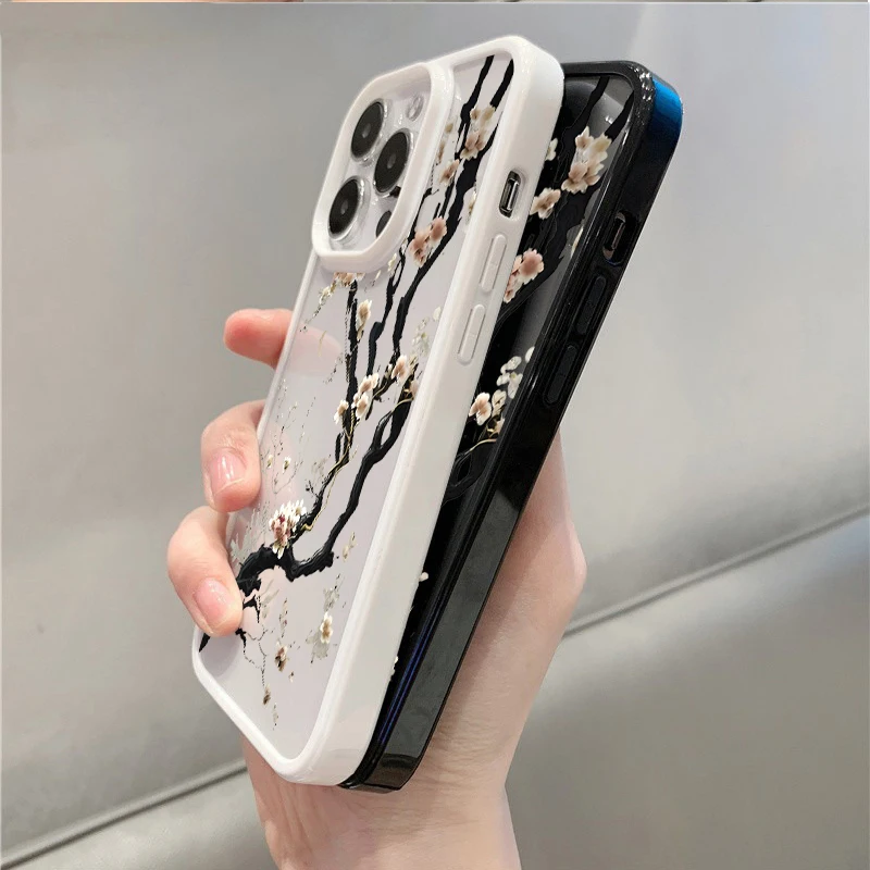Artistic Chinese Plum Blossom Phone Case - Elegant Floral Design Cover