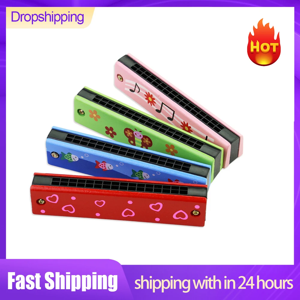 16 Holes Mouth Harmonica Wooden For Children Toys Musical Instruments Woodwind Mouth Harmonica Melodica Accessories Wholesale