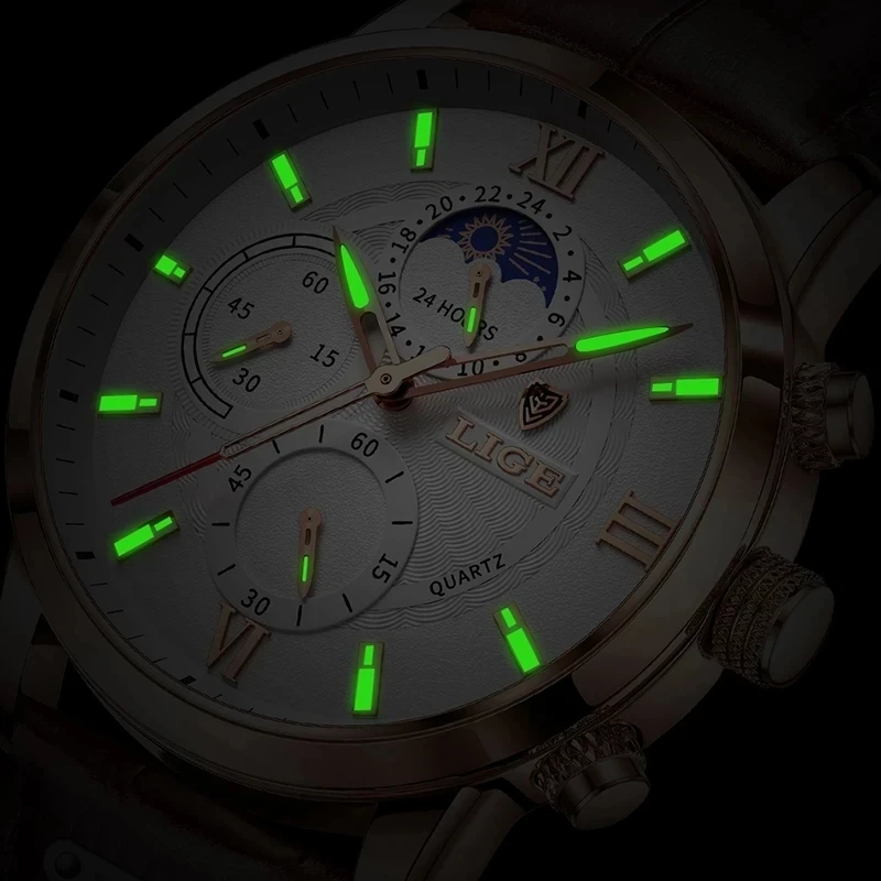 Nuovi orologi da uomo LIGE Top Brand Luxury Men orologio da polso uomo orologio al quarzo in pelle sport orologio maschile impermeabile Relogio Masculino