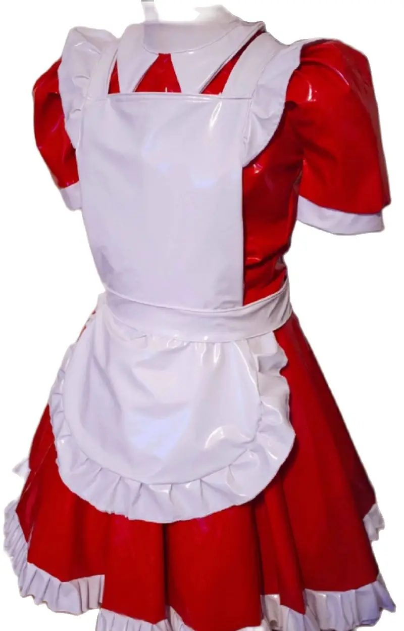 

Французский сексуальный готический Новый горячая Распродажа, красный ПВХ, белый цвет, фотокостюм на заказ