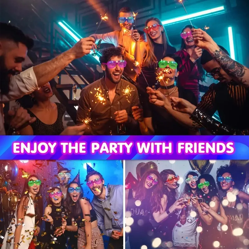 10PCS Neon Colours Eyeshade Lampshade Luminous LED Glow Glasses Christmas Party Mardi Gras Decoration Party Glasses Supplies glow glasses
