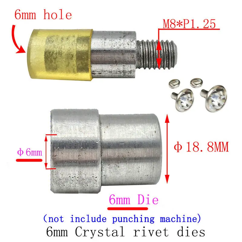 Leather Craft Tool Kit Leather Craft Tools Leather Craft Tool Snap Buttons Tools 1sets 6mm/8mm Crystal Rhinestone Rivets Dies Snap Tools for Manual Punching Machine for 6mm back base