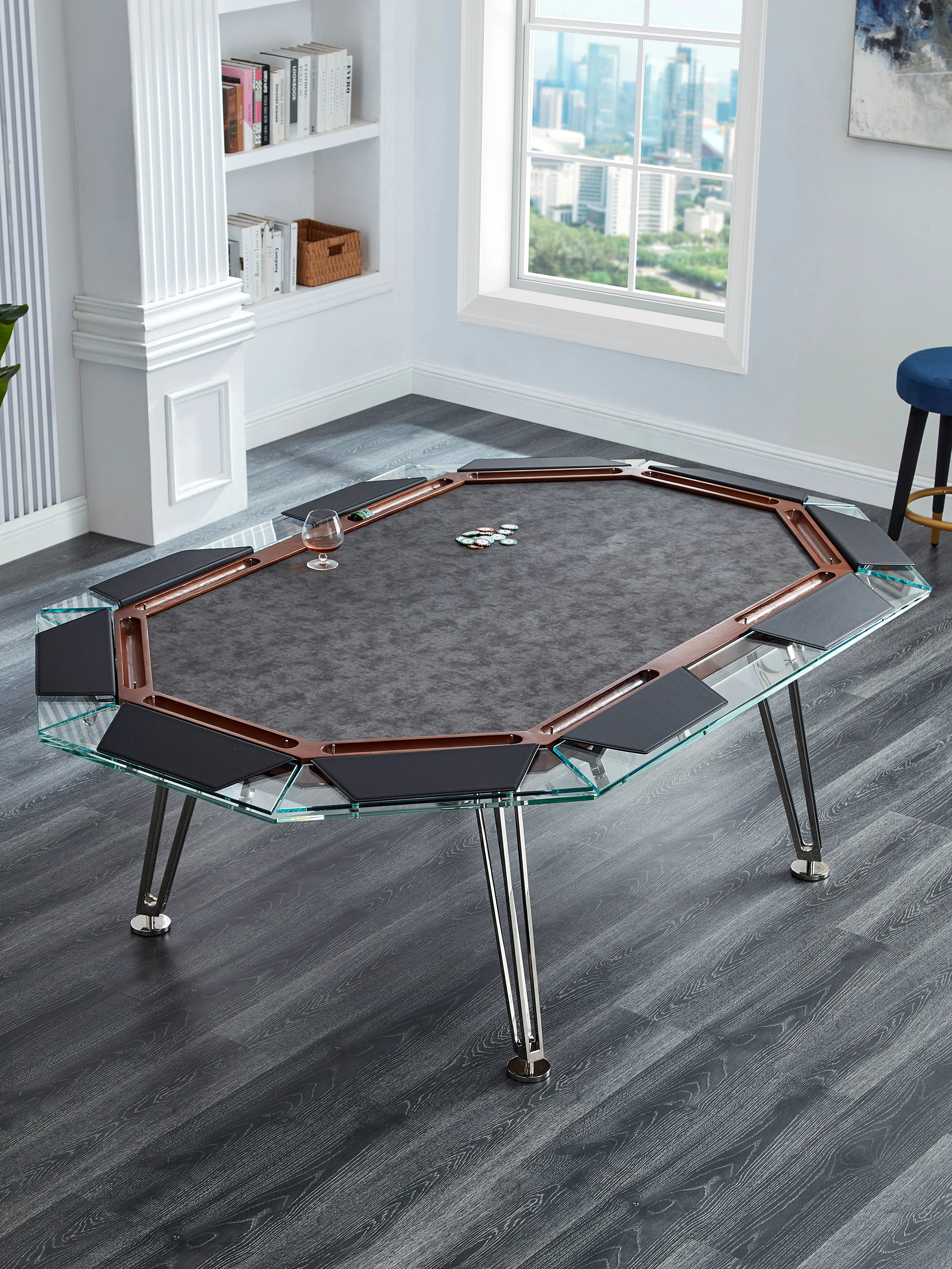 Italian luxury multi-position chips acrylic crystal glass high-end Texas Hold 'em poker table