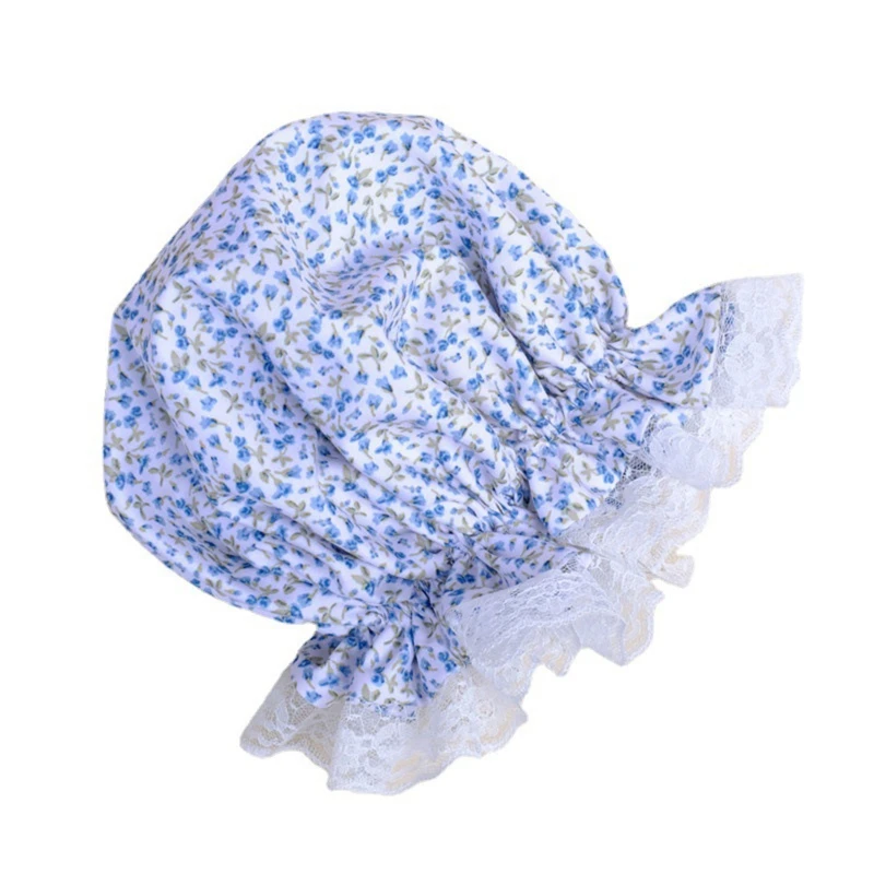 XXFE Kids Baby Girl Bonnet Sleep Floral Print Ruffle Lace Trim Beanie Night Hat