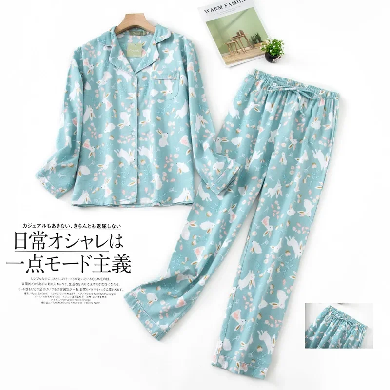 Women's Winter Pajamas Set Cotton Flannel Long-sleeved Long Trousers Sleepwear Clothes S-3xl Sizes set for women