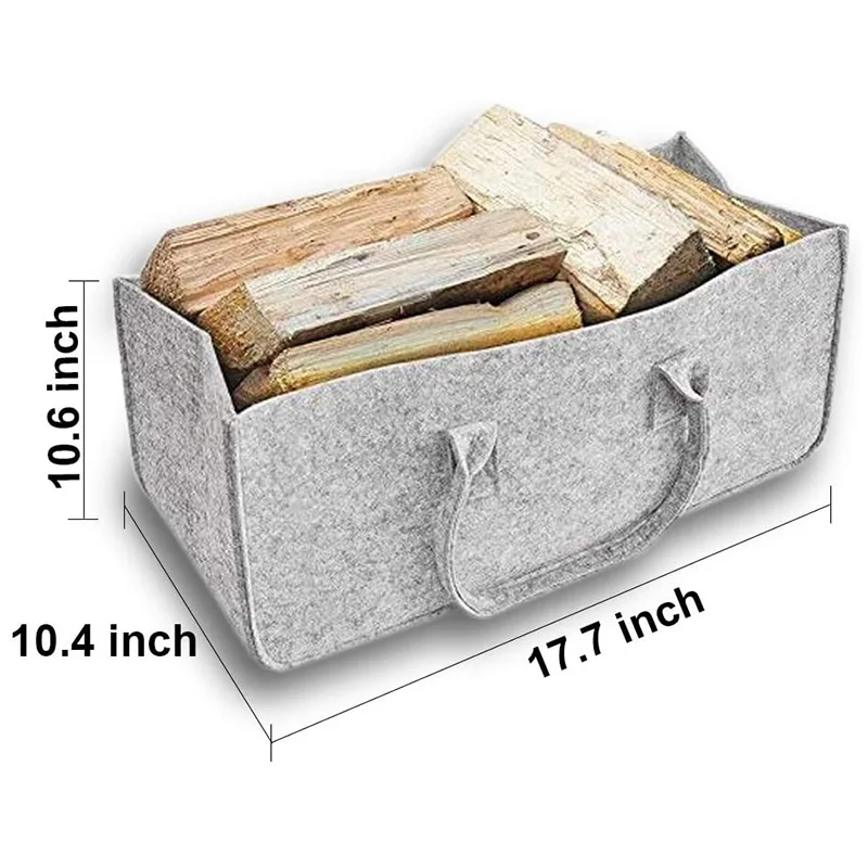 Fireplace Wood Felt Storage Bag Basket Magazine Rack Firewood Pocket,Felt Foldable Firewood Holder Basket