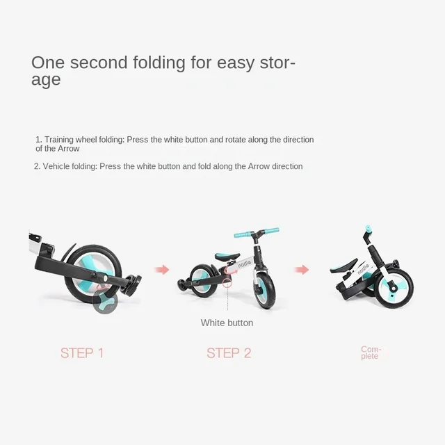 LazyChild Multifunctional Children's Tricycle Foldable Bicycle Stroller 2-6 Years Old Lightweight Trolley DropShipping 4
