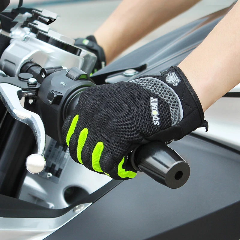 Motorcycle Gloves Breathable Full Finger Racing Motorcycle Mesh Breathable Gloves Stylishly Decorated Antiskid Wearable Touch Screen
