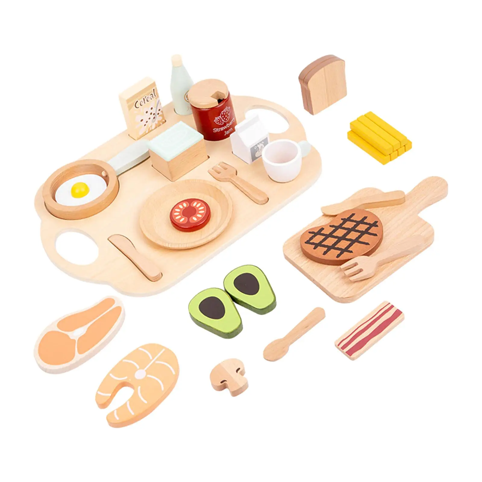 Wooden Play Set, Toddlers Pretend Cooking Toys, Early Learning Wooden Pretend Play Sets for Gift Landscape Decorations