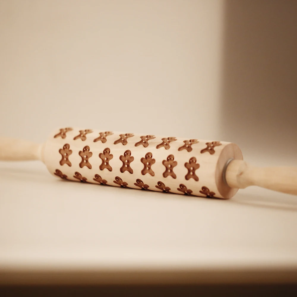 Embossed Rolling Pin Gingerbread Christmas Rolling Pin Cookies