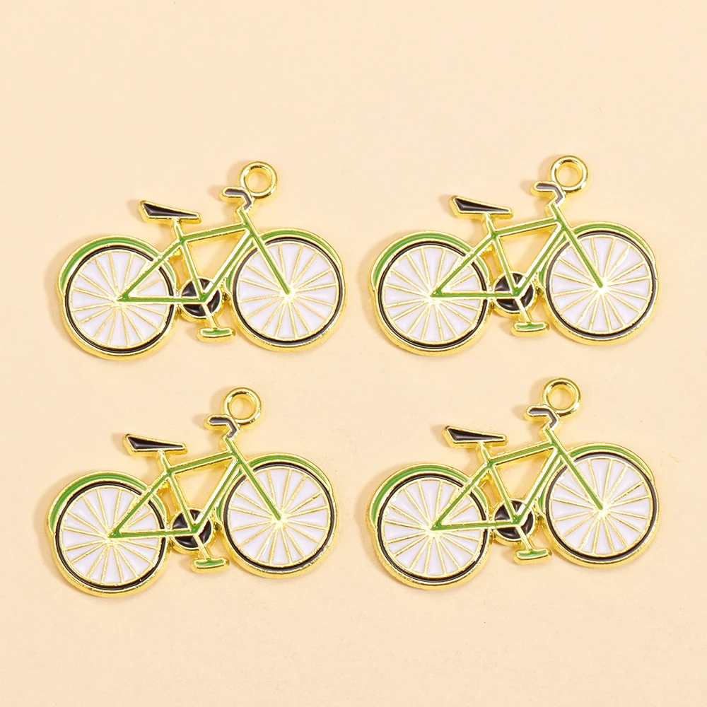 10 Stück kreative Retro Emaille Fahrrad Legierung Charms Anhänger für Schmuckherstellung Spaß Schlüsselanhänger DIY Zubehör Legierung Metall vergoldet