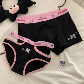 Sweet Library Cp Couple Underwear Cute Cartoon Pure Cotton Lolita Panties 2024 New Cute Young Men's And Women's Underwear