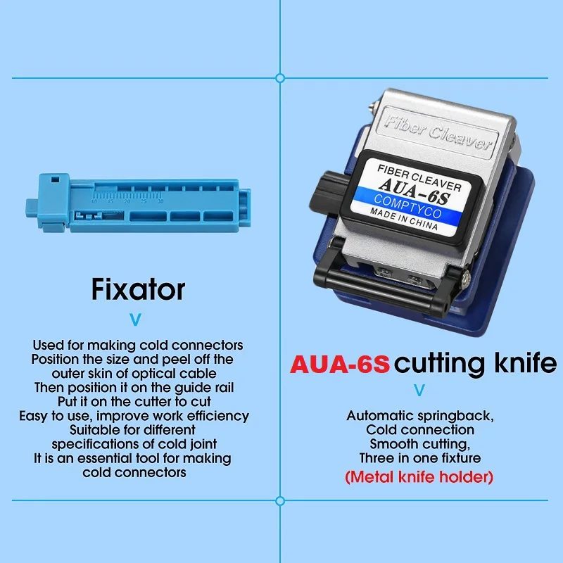 Fiber Optic Tool Kit with AUA-6S Fiber Cleaver -70+10dBm/-50+26dBm 3 in 1 Mini Optical Power Meter 10Mw Visual Fault Locator