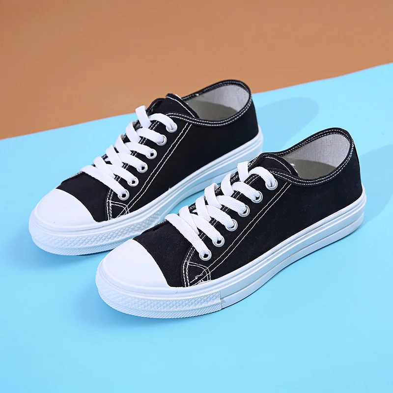 Women's Black Canvas Shoes Students Casual Sneakers Spring Summer Round