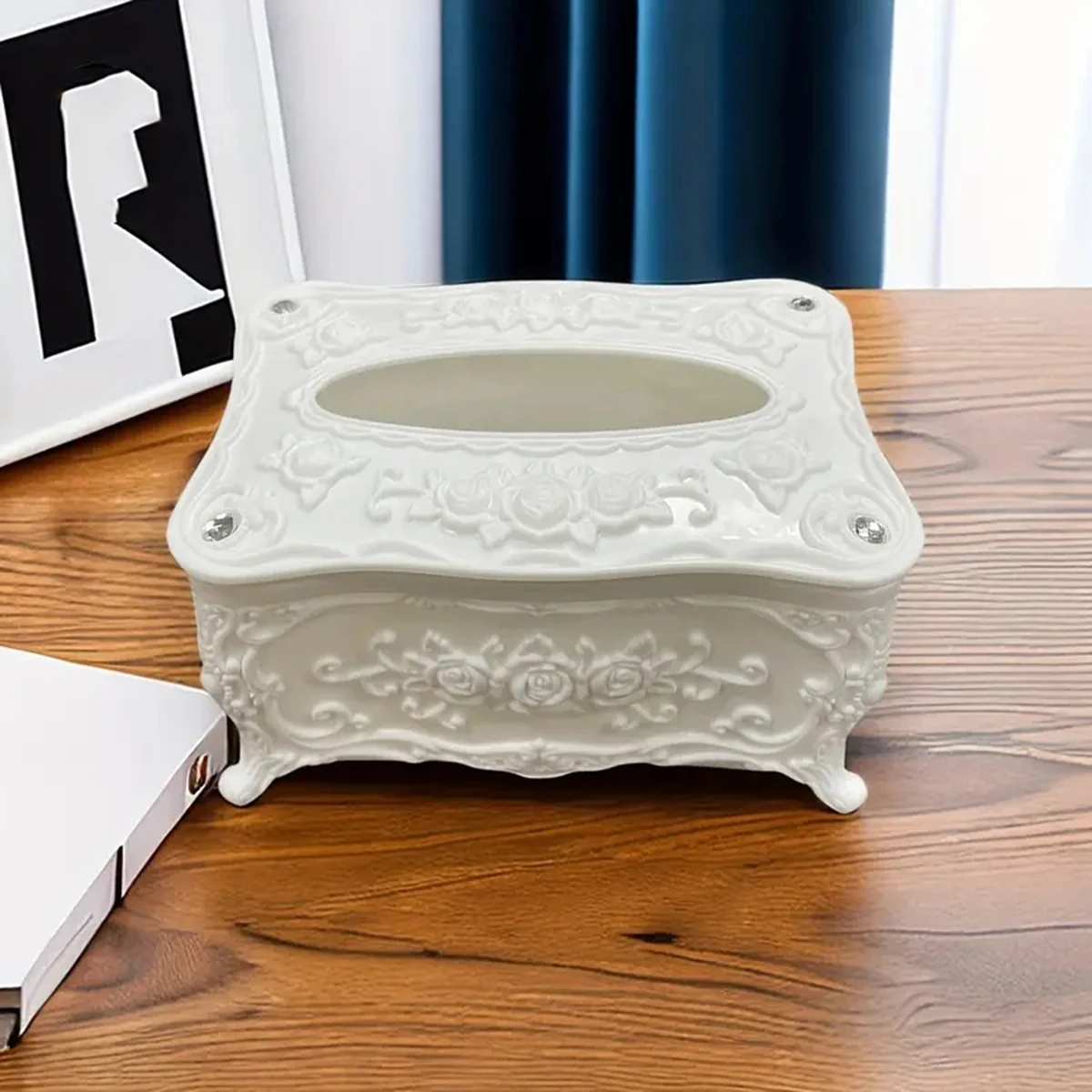 Simple European Tissue Box, Small Napkin Extraction Box, Restaurant, Bathroom, Office Desktop, Plastic Extraction Paper Storage 5