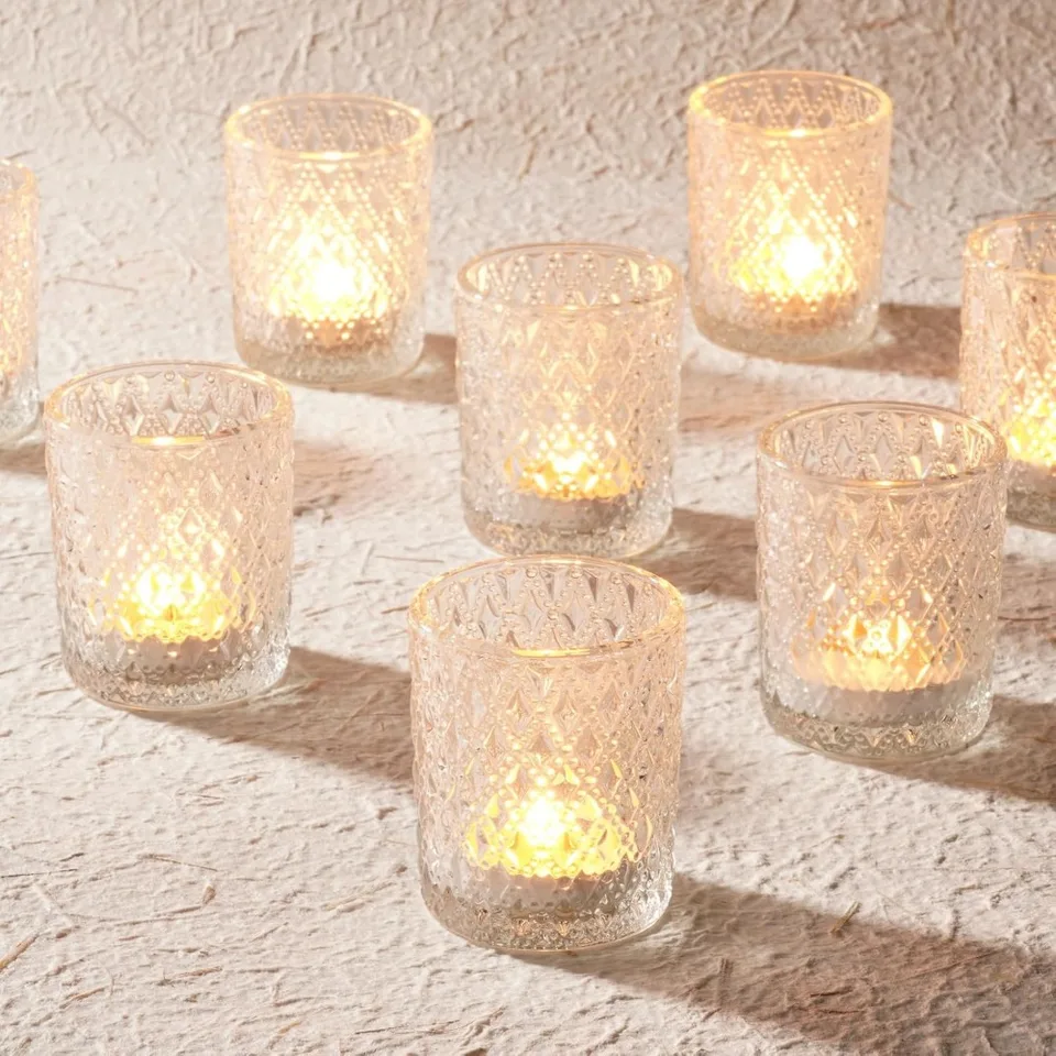 Vintage Clear Glass Votive Candle Holders Set