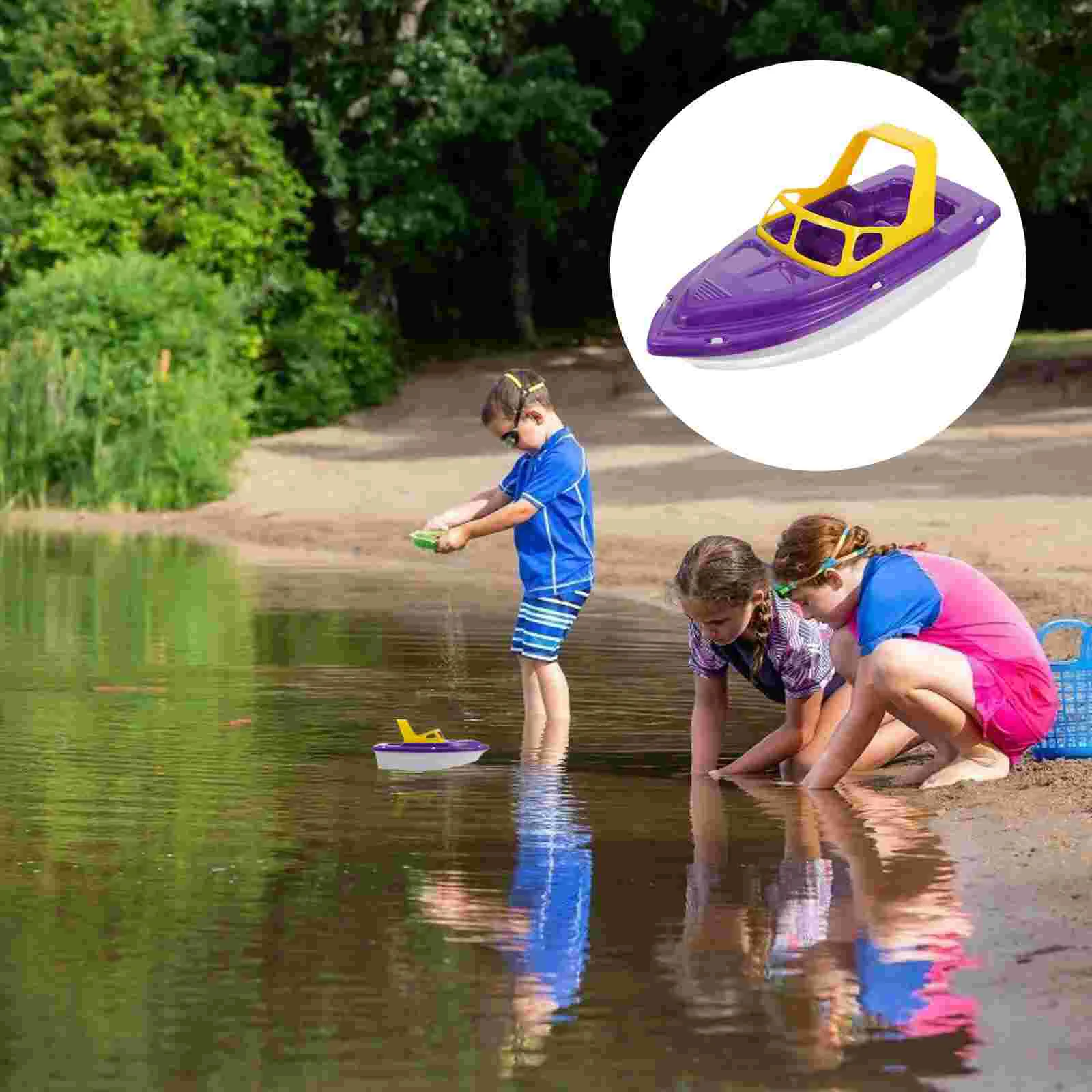 

Baby Bath Tubs Speedboat Plastic Toy Summer Shower Toddler Bath Toys Taking Plaything Purple Sailing Playthings Race Child