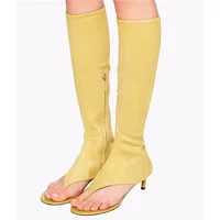 2026 New Pinch Toe Knee Length Cool Boots Women Fashion Summer Slim Heel Shoes Ladies Luxury Mid Heel Elastic Boots Large Size - Image 2