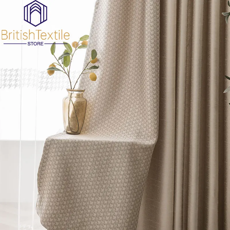 

Decor Simple and Light Luxury Phantom Houndstooth Texture Thickened Living Room and Bedroom Spliced Curtains