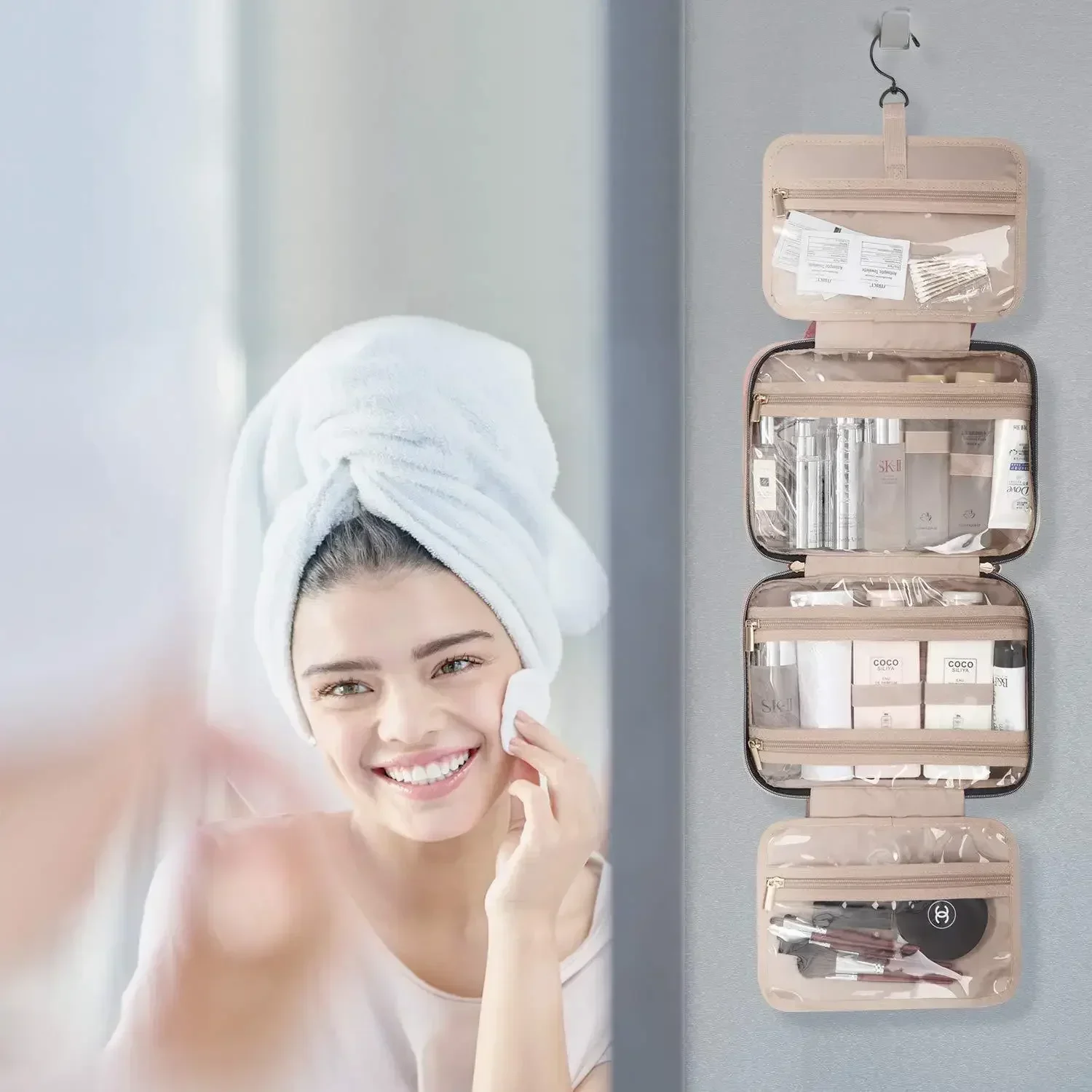 Foldable Toiletry Makeup Bag Women Travel Organizer Hanging Cosmetic Make Up Storage Waterproof Beauty Pouch Men Bathroom Case 4
