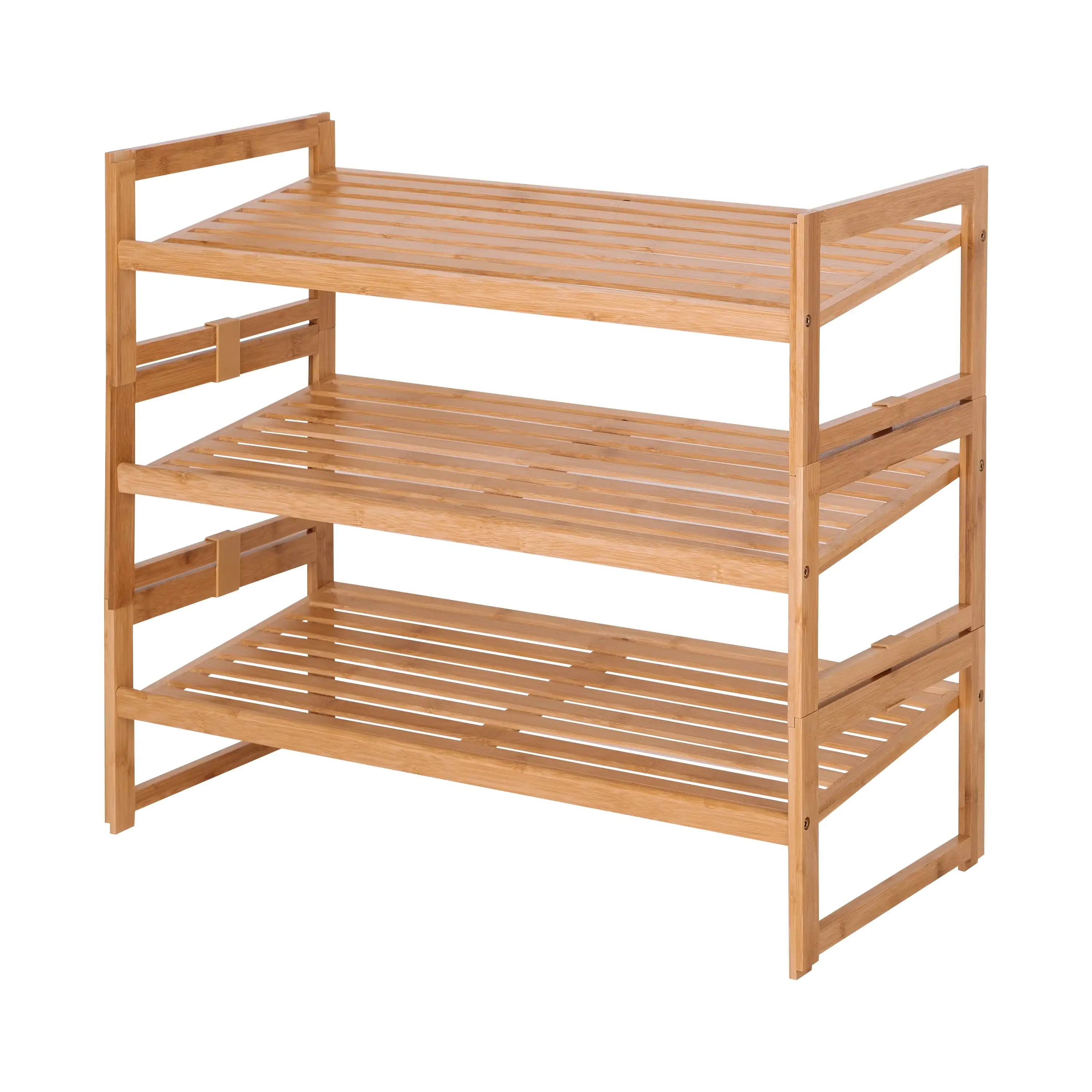 Bamboo 3 Tier Shoe Rack for 9 Pairs Shoe, 28.66 IN Wx 13.18 IN Dx 23.8 H