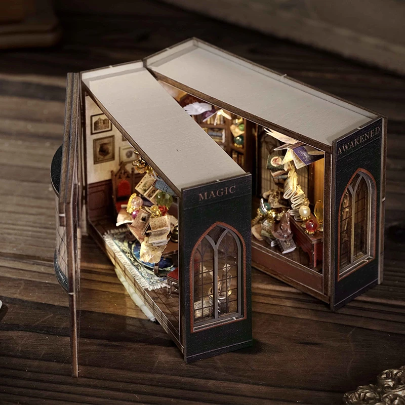 DIY Wooden Miniature Model Kit Magic Mini Box World Casa Doll Houses 3D Puzzle Dollhouse With Furniture Lights for Friends Gifts 5