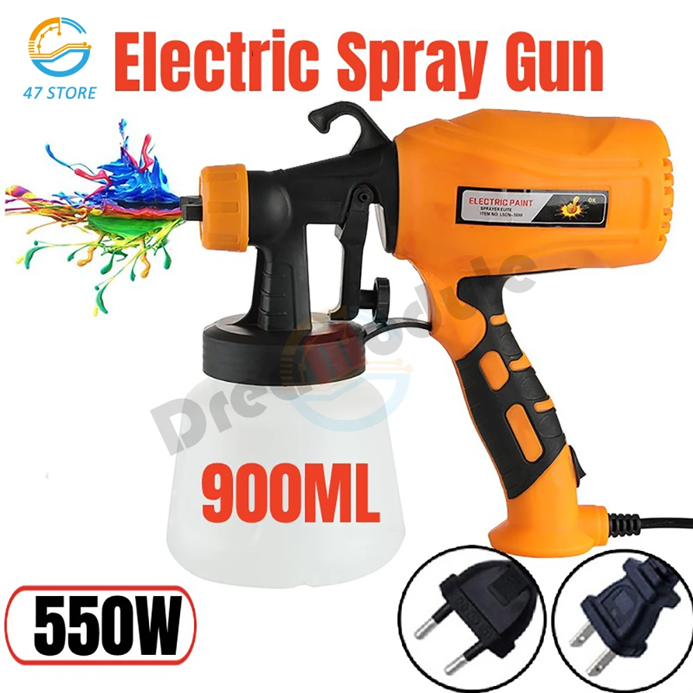 

550W Electric Spray Gun 900ML Paint Sprayer Flow Control Airbrush Easy Spraying Household Tools for Furniture/Walls/Fences