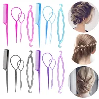 4Pcs Set Hair Disk Pull Hair Pins Clips Comb For Girls Hair Styling Tools Kit Braiding Donut Bun Maker Hairdressing Accessories 1