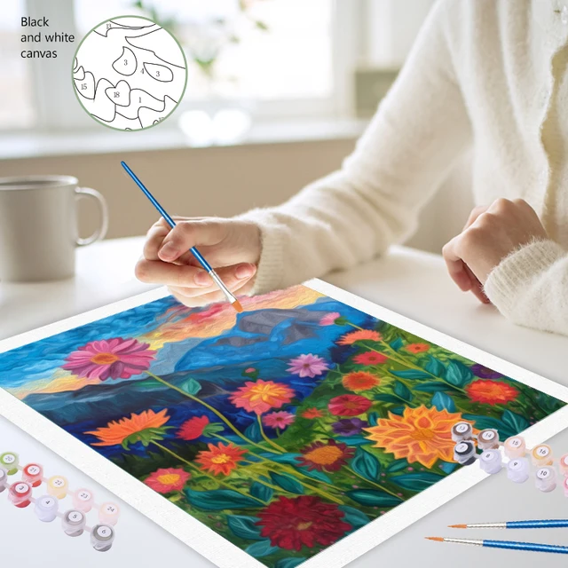 SDOYUNO-Diy peinture par numéros, fleurs, artisanat d'art, artisanat, fait à la main, Kit de peintures acryliques, marqueurs de couleur, numérique, tableau d'art mural 3