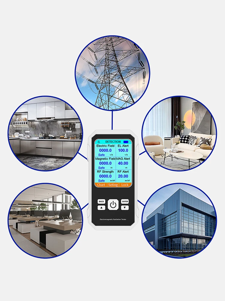 VTER2 무선 주파수 감지기 백라이트 컬러 스크린 EMF 미터 전기장 자기장 RF 테스터 사운드 알람