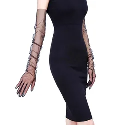 Sheer Tulle Transparent Driving Gloves Breathable Sun Protection Sunscreen Driving Mittens Transparent Gauze