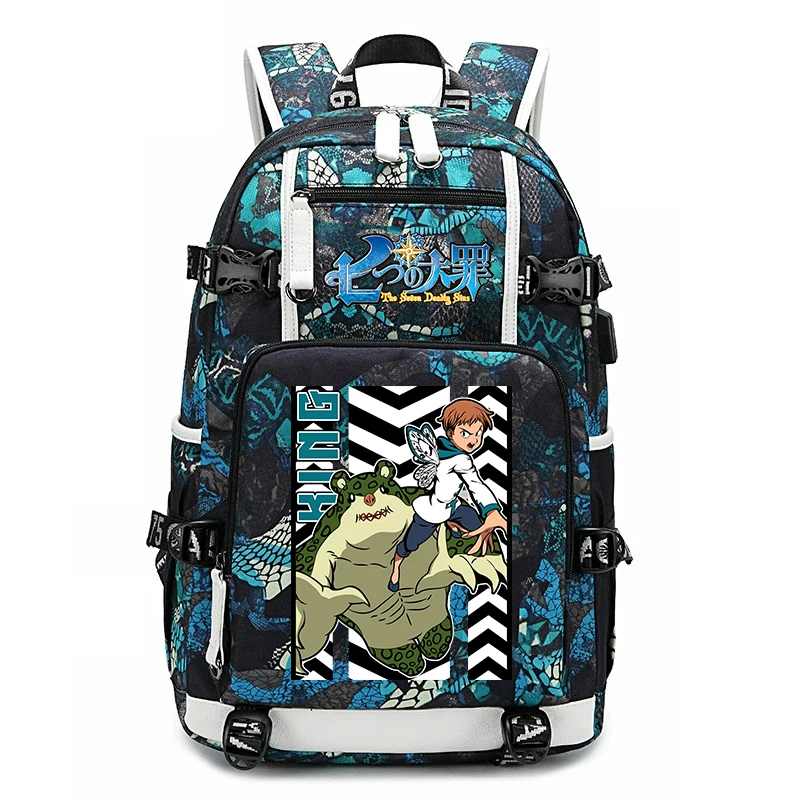Large Capacity School Backpack for Teens Kids The Seven Deadly Sins Anime Print Casual Daypack 1