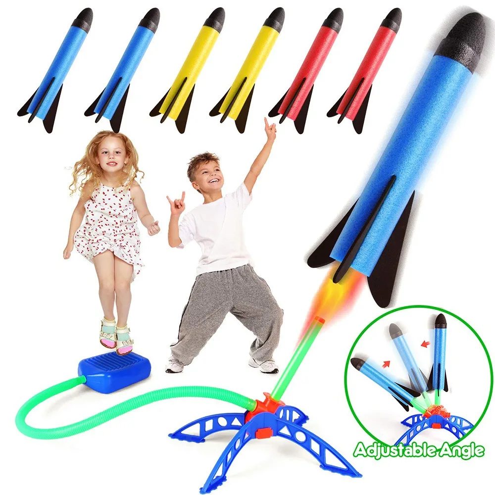 Kids Outdoor Rocket Foot Pump Outdoor Air Pressing Soaring Rocket Suit Jumps Air Powered Rocket Launcher Game Children Toy Gifts 1