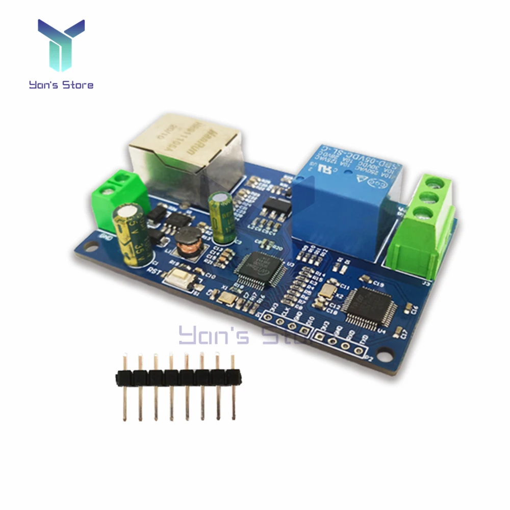 Módulo de Relé de Rede Única Modbus Rtu Mcu de 32 Bits Stm32f103c6t6 Protocolo Tcp ip W5500 Integrado Controle Lan Ethernet Saída Way
