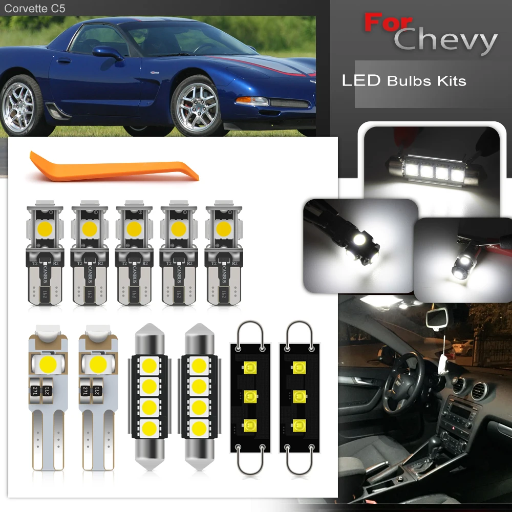 Corvette C5 Kit Lampadine Interne A Led Bianche Per Chevy Corvette C5 1997 1998 1999 2000 2001 2002 2003 2004 Canbus Error Free