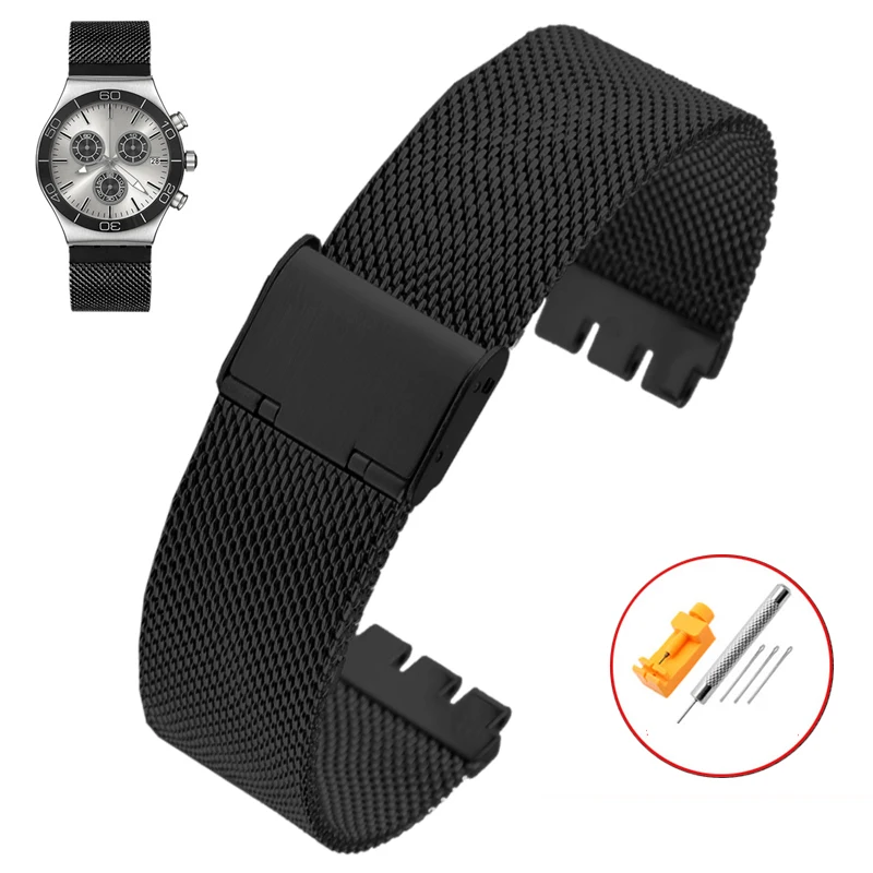 Roestvrij stalen metalen horlogeband met gebogen interface 12-24 mm