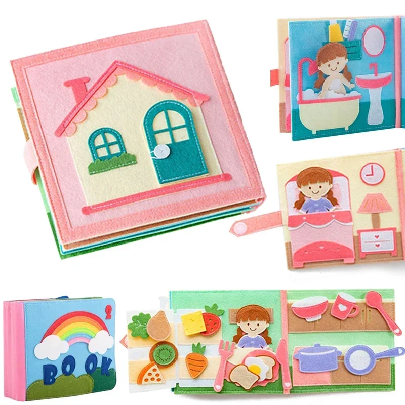 Toddlers Montessori Toys Busy Board Farm Animal Scene Storytelling Activity Toy Quiet Book Felt Activity Educational Sensory Toy 3