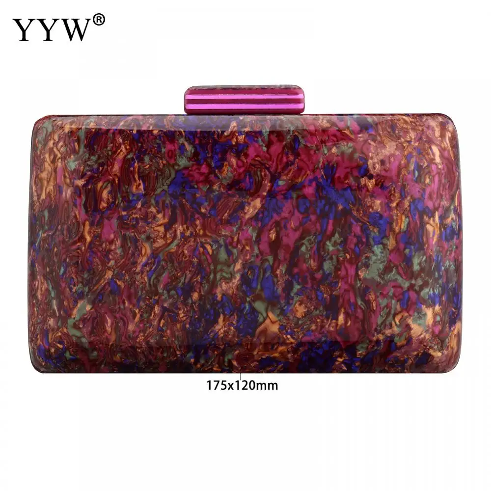 YYW Acrylic Women Bag Vintage Colorful Marble Party Prom Evening Clutch Bag  Luxury Party Handbag Woman Casual Box Clutches Purse