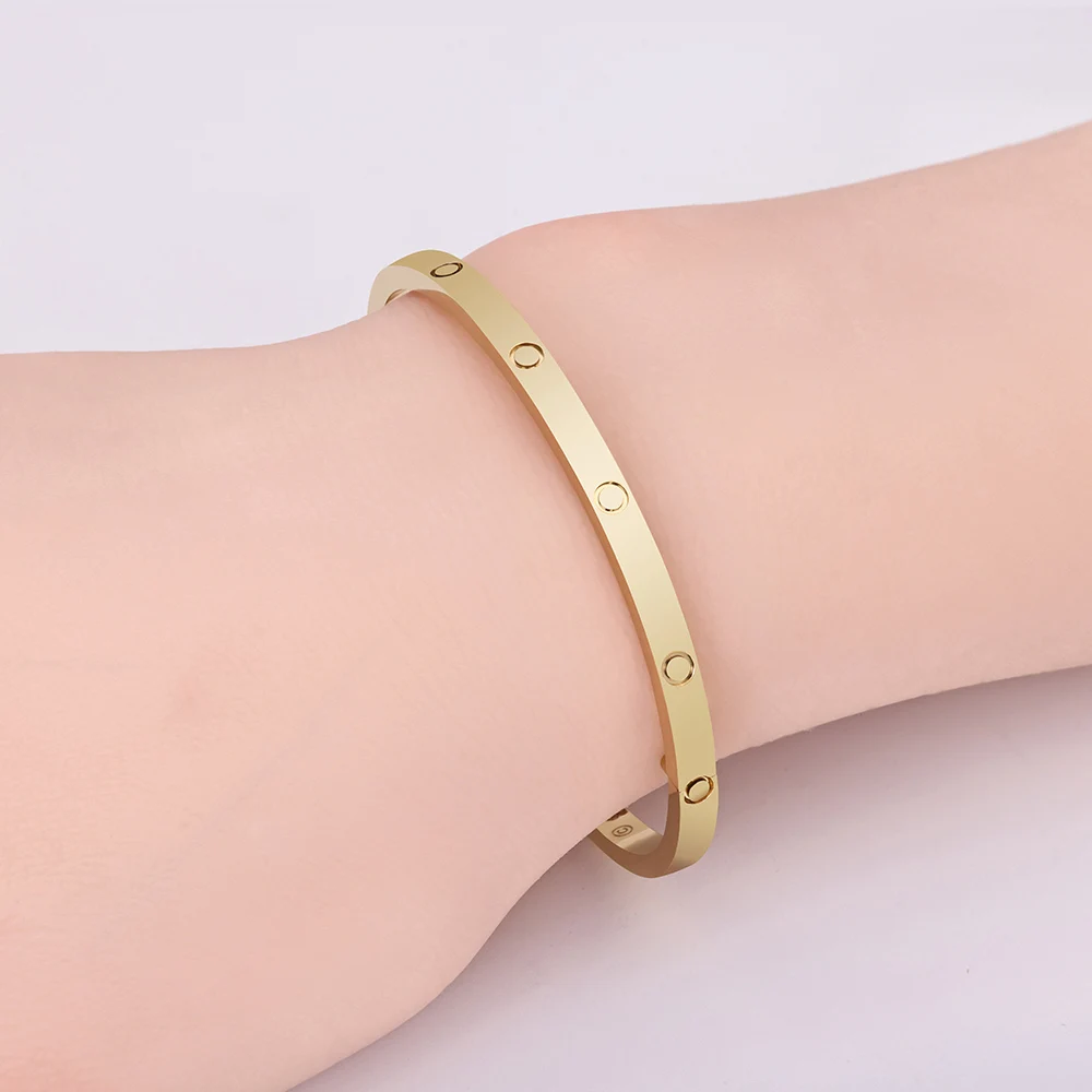 

Fashion Classic Jewelry Slim Cuff Bracelets Bangles for Women Men Girls Ladies Femme Bracelet With Key & Driver Tool