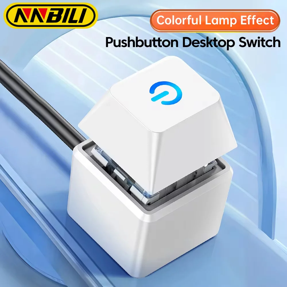 NNBILI-interruptor de escritorio para ordenador, luces LED, placa base de PC, botón de encendido/apagado de arranque externo, Cable de extensión de 2m para el hogar y la Oficina ﻿