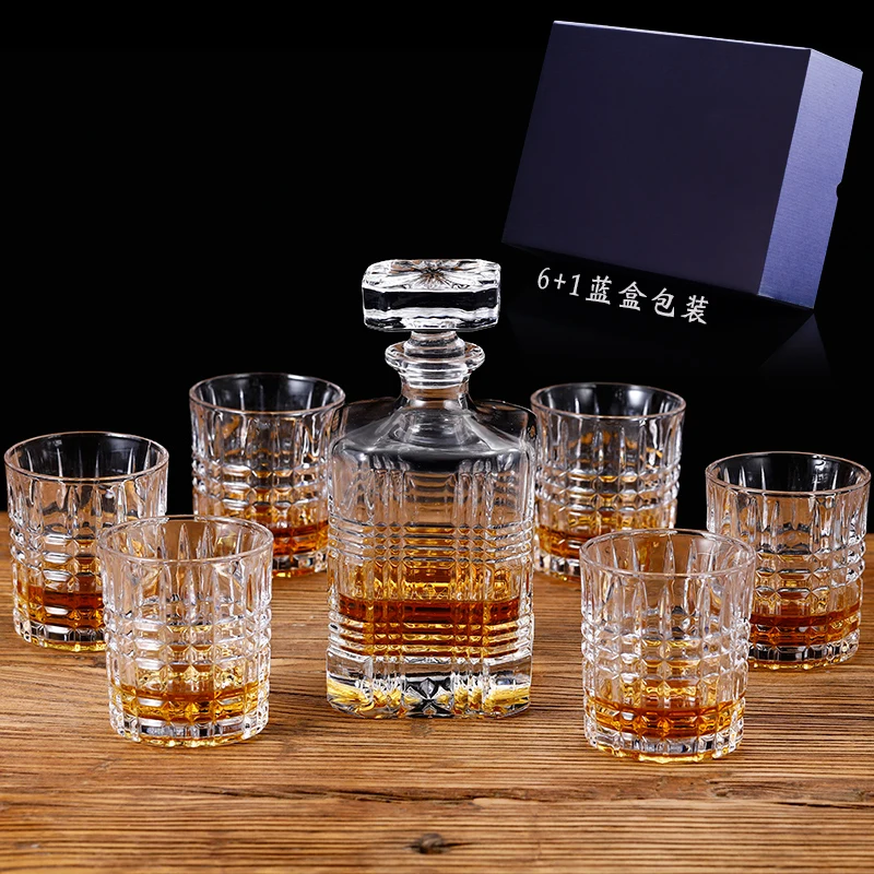 유럽 ??스타일의 크리스탈 유리 위스키 7 피스 세트 바 와인 투명한 Drinkware 선물 섬세한 선물 상자
