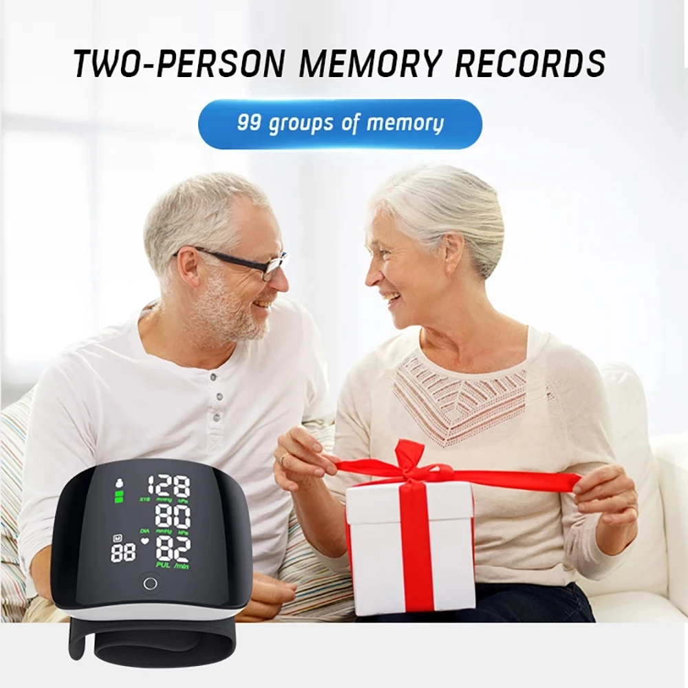 Blood Pressure Monitor Blood Pressure Meter Smart Touch LCD Screen Wrist Blood Pressure Monitor Digital Voice Chargeable Automatic Tonometer Heart Rate Sphygmomanometer