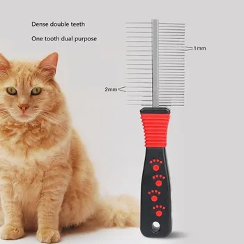 Dual-Sided Pet Combs for Removes Tangles Knots Loose Fur Dirt Cat Dogs Cleaning Brush for Short Long Hair Stainless Steel Teeth