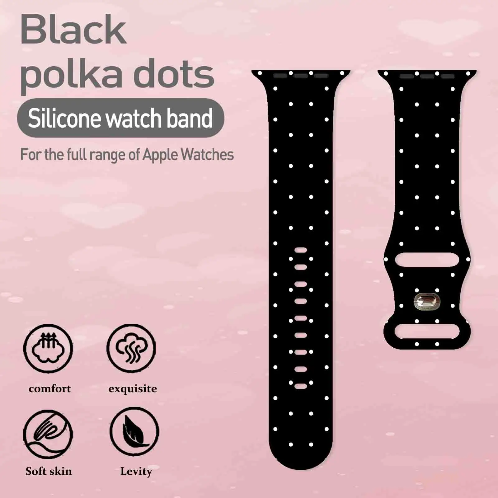 애플워치 11 10 9용 블랙 화이트 물방울 무늬 프린트 스트랩, iWatch 46mm 42mm 41mm 40mm 교체 가능한 밴드/팔찌