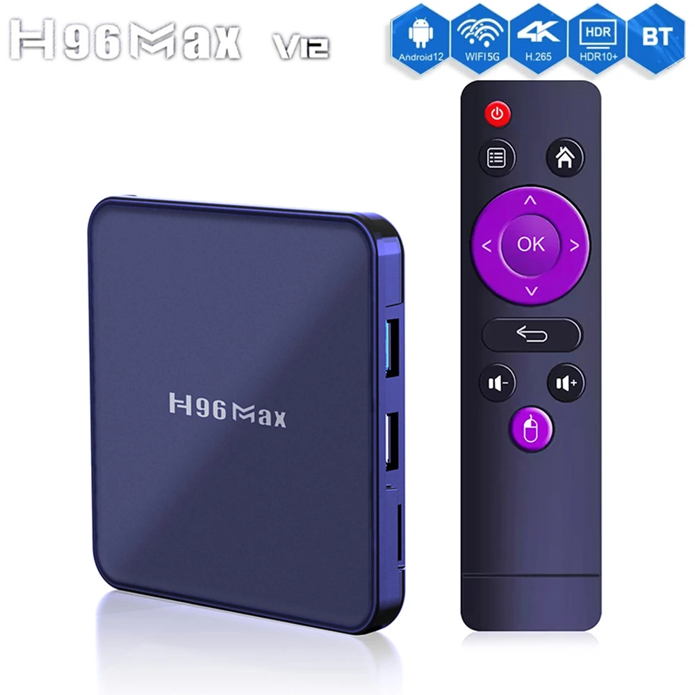

2022 H96 MAX V12 Smart TV Box Android 12 4K 4GB RAM 64GB ROM Dual Wifi Media Player Google Player Youtube Set Top ip tv Box