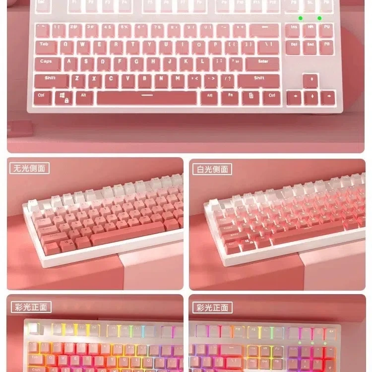 PBT Keycaps, transparente, nevoeiro, azul, rosa, gradiente, OEM, 108 chaves
