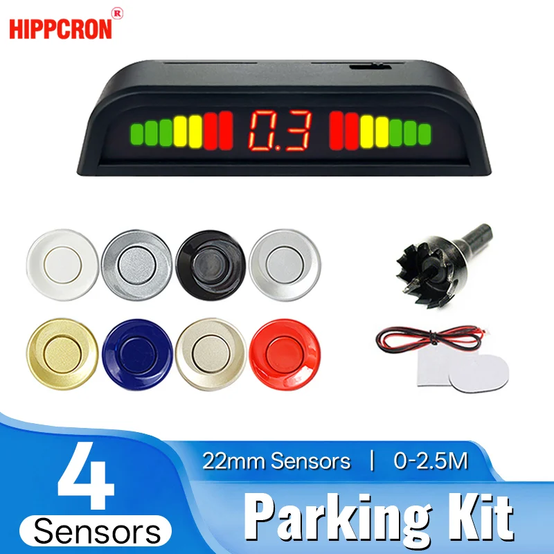 Hippcron Car LED Parking Sensor Kit Backlight Display Switch Reverse ...
