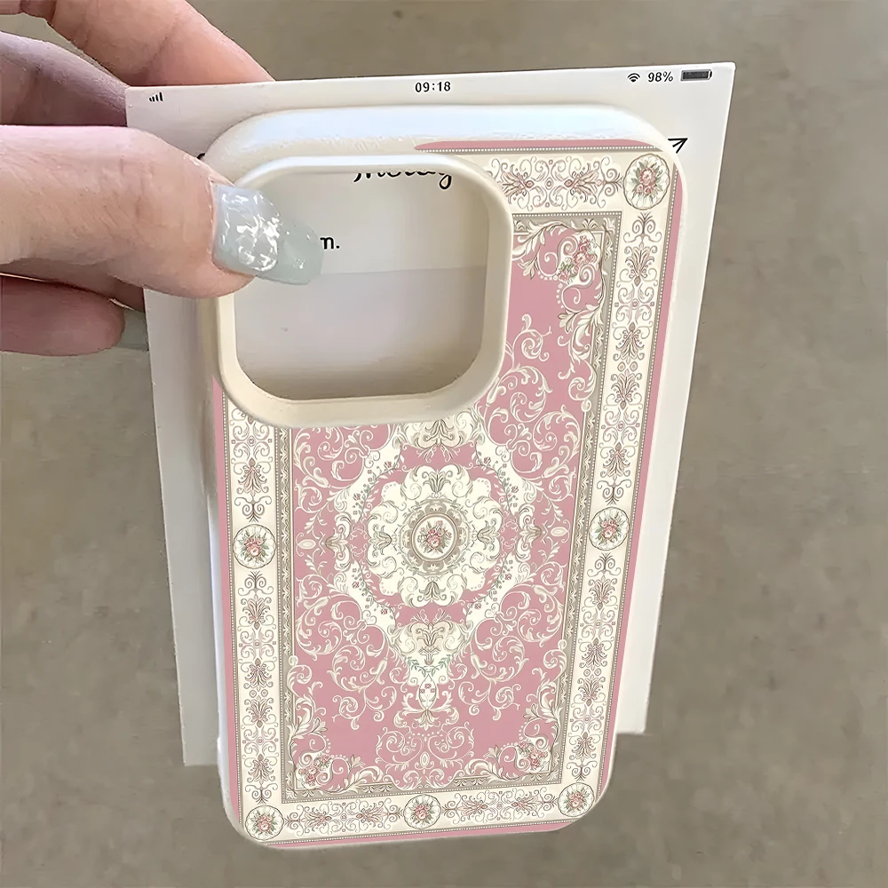 Elegant Pink Baroque Lychee Soft Shockproof Phone Case